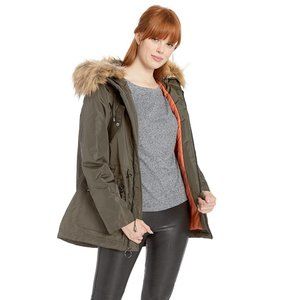 Faux-Fur Trim Hooded Anorak Parka